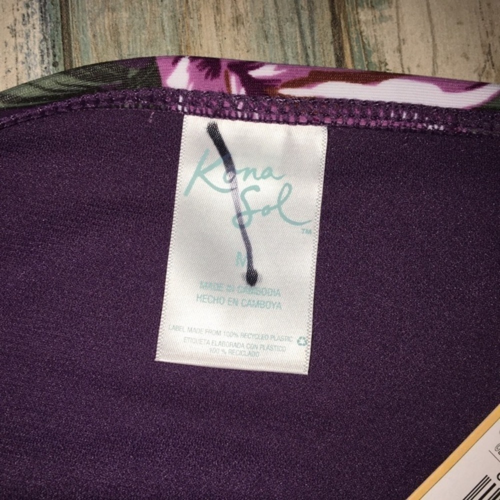 NWT Kona Sol Purple Floral Bikini Bottoms - Picture 5 of 8